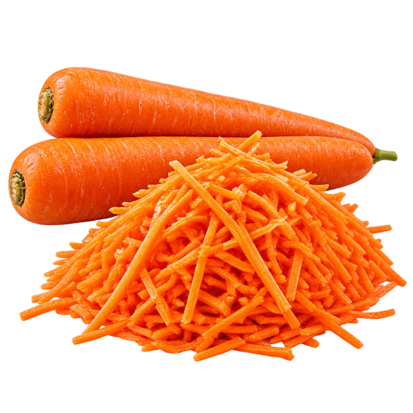 Fresh carrot, whole and shredded