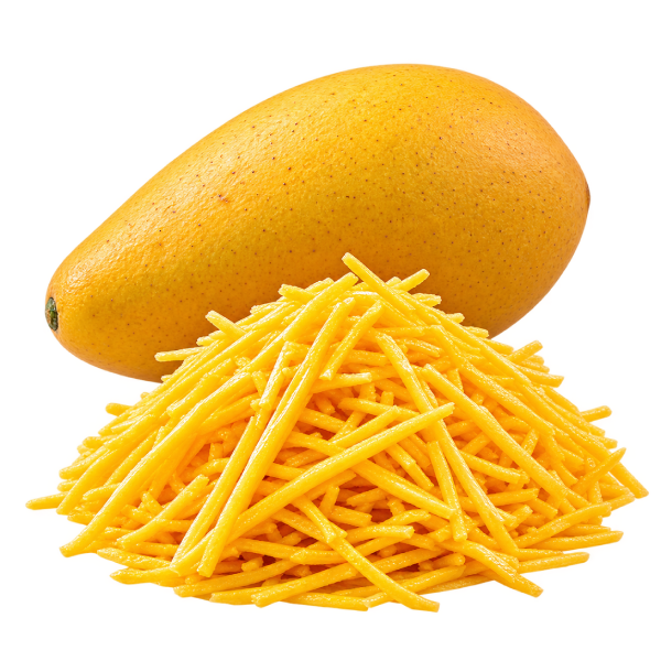 Fresh mango, whole and shredded
